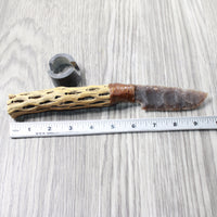 Cholla Cactus Wood Handle Stone Blade Ornamental Knife #0259    Mountain Man Knife