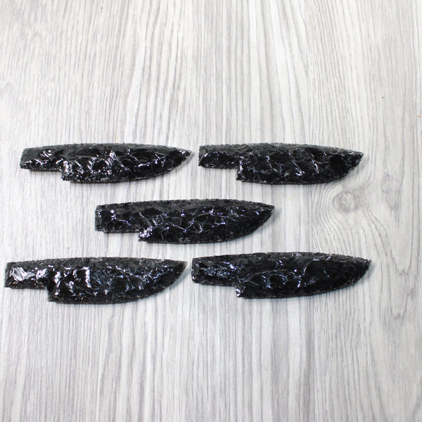 5 Obsidian Ornamental Knife Blades  #3259    Mountain Man Knife