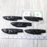 5 Obsidian Ornamental Knife Blades  #3259    Mountain Man Knife