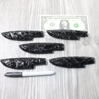 5 Obsidian Ornamental Knife Blades  #3259    Mountain Man Knife
