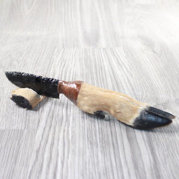 Deer Foot Handle Obsidian Blade Ornamental Knife #9259  Mountain Man Knife