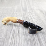 Coyote Foot Handle Obsidian Blade Ornamental Knife #9259  Mountain Man Knife