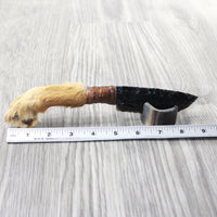 Coyote Foot Handle Obsidian Blade Ornamental Knife #9259  Mountain Man Knife
