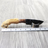 Coyote Foot Handle Obsidian Blade Ornamental Knife #9259  Mountain Man Knife