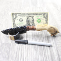 Coyote Foot Handle Obsidian Blade Ornamental Knife #9259  Mountain Man Knife