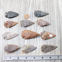 10 Large Stone Ornamental Arrowheads  #2259     Agate Jasper Arrowheads
