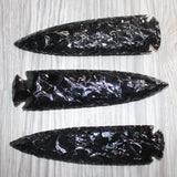 3 Obsidian Ornamental Spearheads  #668    Arrowhead
