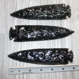 3 Obsidian Ornamental Spearheads  #668    Arrowhead