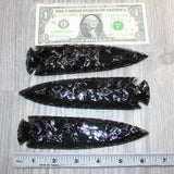 3 Obsidian Ornamental Spearheads  #668    Arrowhead