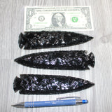 3 Obsidian Ornamental Spearheads  #668    Arrowhead