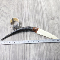 Impala Horn Handle Bone Blade Ornamental Knife #2359    Mountain Man Knife