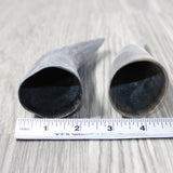 2 Small Raw Unfinished Cow Horns #0140 Natural Colored
