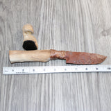 Hair-on Deer Bone Handle Stone Blade Ornamental Knife # 09868