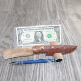 Hair-on Deer Bone Handle Stone Blade Ornamental Knife # 09868