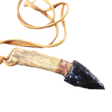 Antler Handle  Obsidian Blade Knife Necklace  #5359  Mountain Man Necklace