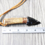 Antler Handle  Obsidian Blade Knife Necklace  #5359  Mountain Man Necklace