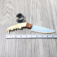 Coyote Jaw Handle Opalite Blade Ornamental Knife #0359     Mountain Man Knife