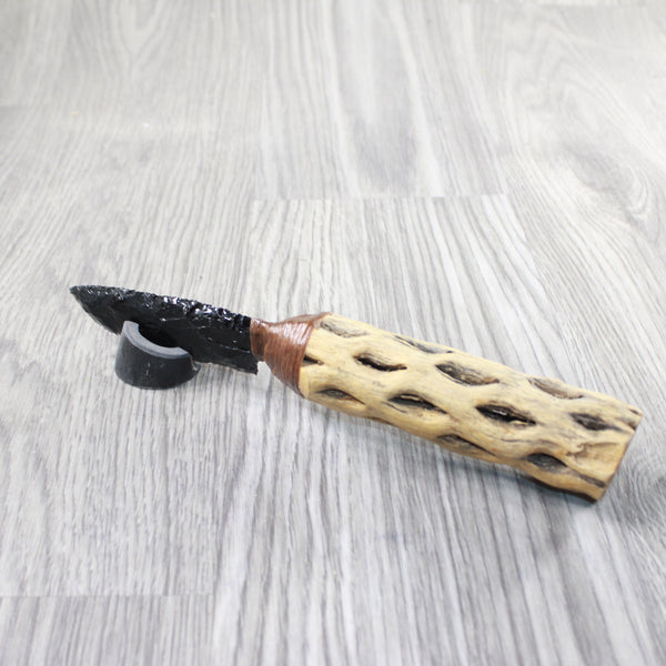 Cholla Cactus Wood Handle Obsidian Blade Ornamental Knife #8459  Mountain Man Knife