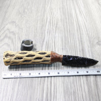 Cholla Cactus Wood Handle Obsidian Blade Ornamental Knife #8459  Mountain Man Knife