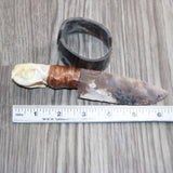 Mink Skull Handle Stone Blade Ornamental Knife #07668