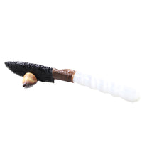 Selenite Spiral Handle Obsidian Blade Ornamental Knife #8459  Mountain Man Knife