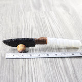 Selenite Spiral Handle Obsidian Blade Ornamental Knife #8459  Mountain Man Knife
