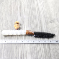 Selenite Spiral Handle Obsidian Blade Ornamental Knife #8459  Mountain Man Knife