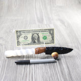 Selenite Spiral Handle Obsidian Blade Ornamental Knife #8459  Mountain Man Knife