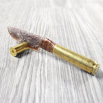 50 Cal Shell Casing Handle Stone Blade Ornamental Knife #7559    Mountain Man Knife