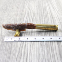 50 Cal Shell Casing Handle Stone Blade Ornamental Knife #7559    Mountain Man Knife