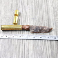50 Cal Shell Casing Handle Stone Blade Ornamental Knife #7559    Mountain Man Knife