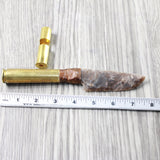 50 Cal Shell Casing Handle Stone Blade Ornamental Knife #7559    Mountain Man Knife