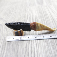 Goat Horn Handle Obsidian Blade Ornamental Knife #9559  Mountain Man Knife