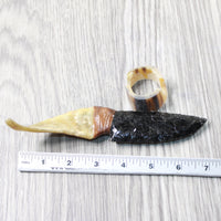 Goat Horn Handle Obsidian Blade Ornamental Knife #9559  Mountain Man Knife