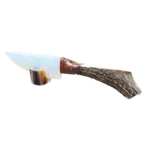 Elk Antler Handle Opalite Blade Ornamental Knife #8559     Mountain Man Knife