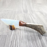 Elk Antler Handle Opalite Blade Ornamental Knife #8559     Mountain Man Knife