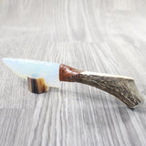 Elk Antler Handle Opalite Blade Ornamental Knife #8559     Mountain Man Knife