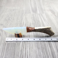 Elk Antler Handle Opalite Blade Ornamental Knife #8559     Mountain Man Knife