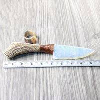 Elk Antler Handle Opalite Blade Ornamental Knife #8559     Mountain Man Knife