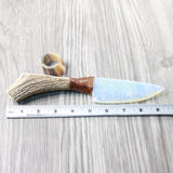 Elk Antler Handle Opalite Blade Ornamental Knife #8559     Mountain Man Knife