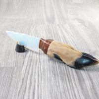 Deer Foot Handle Opalite Blade Ornamental Knife #7559     Mountain Man Knife