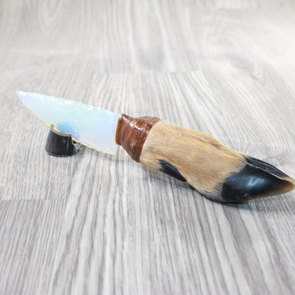 Deer Foot Handle Opalite Blade Ornamental Knife #7559     Mountain Man Knife