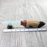Deer Foot Handle Opalite Blade Ornamental Knife #7559     Mountain Man Knife