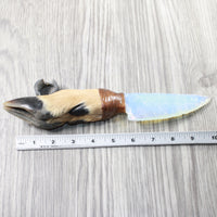 Deer Foot Handle Opalite Blade Ornamental Knife #7559     Mountain Man Knife