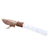 Selenite Spiral Handle Stone Blade Ornamental Knife #0859    Mountain Man Knife