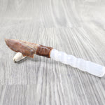 Selenite Spiral Handle Stone Blade Ornamental Knife #0859    Mountain Man Knife