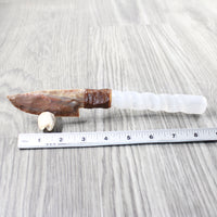 Selenite Spiral Handle Stone Blade Ornamental Knife #0859    Mountain Man Knife