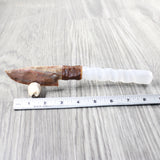 Selenite Spiral Handle Stone Blade Ornamental Knife #0859    Mountain Man Knife