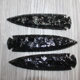 3 Obsidian Ornamental Spearheads  #568     Arrowhead