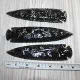 3 Obsidian Ornamental Spearheads  #568     Arrowhead